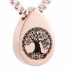 Tree of Life Cremation Urn Necklace Tear Drop Keepsake Ashes Pendant Memorial Jewelry (Rose Gold) view 1