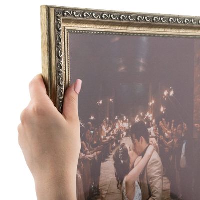 ArtToFrames 17x34 Inch Silver Picture Frame, This 1.30 Inch Custom Wood Poster Frame is Antique Silver - Comes with Economy Acrylic and Corrugated Backing (2WOMD6661-17x34)
