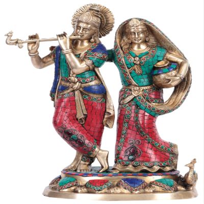 Exotic India Radha Krishna - Brass Statue