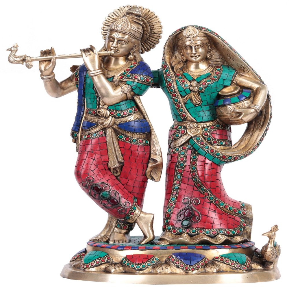 Exotic India Radha Krishna - Brass Statue