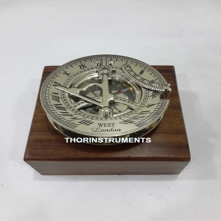 3" Sundial Compass - Solid Brass Nautical Compass Sundial Compass Hiking Climbing Biking Hunting Camping