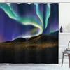 Ambesonne Alaska Shower Curtain, Alaskan Meadows in Night Aurora Borealis Natural Beauties of The North, Cloth Fabric Bathroom Decor Set with Hooks, 69" W x 84" L, Violet Turquoise view 1
