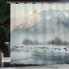 Ambesonne Alaska Shower Curtain, Chilkat Valley Covered in Snow Winter Season Landscape Idyllic Scene from North, Cloth Fabric Bathroom Decor Set with Hooks, 69" W x 75" L, Grey White view 3