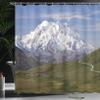 Ambesonne Alaska Shower Curtain, McKinley Mountain in Denali National Park in Alaska Scenic Landscape, Cloth Fabric Bathroom Decor Set with Hooks, 69" W x 70" L, Fern Green Sky Blue view 3