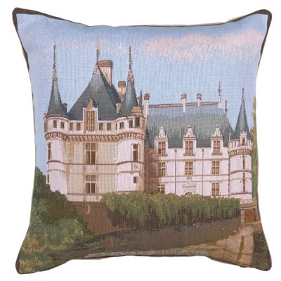 Castle Azay Le Rideau French Tapestry Cushion - 19 in. x 19 in. Cotton by Charlotte Home Furnishings