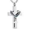 Oinsi Hold Multi-colored Crystal Heart Collar & Double Cross Cremation Urn Necklace For Women/Men (Blue Stone) view 1