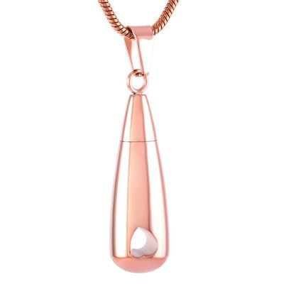 Tear Drop Cremation Necklace Memorial Jewelry for Ash Keepsake Stainless Steel urns Never Rust 316 L (Rose Gold)