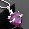 Birthstone Heart Cremation Urn Necklace Ashes Holder Memorial Jewelry For Women- Always In My Heart (Purple With Black Text) view 2