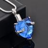 Birthstone Heart Cremation Urn Necklace Ashes Holder Memorial Jewelry For Women- Always In My Heart (Dark Blue With Black Text) view 2