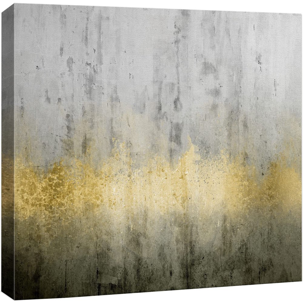 wall26 Canvas Print Wall Art Gold, Gray & Black Abstract Landscape Geometric Shapes Illustrations Modern Art Alternative Dramatic Multicolor Dark for Living Room, Bedroom, Office - 24"x36"