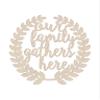 12" Our Family Gathers Here Roman Wreath Wood Shape Cutout, Unpainted (Sizes 12" - 30") view 1