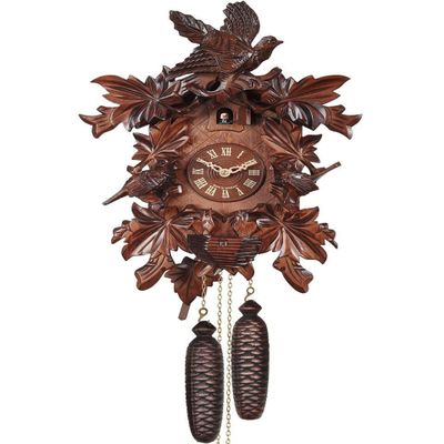 Alexander Taron 640-8 Engstler Cuckoo Clock, Carved with 8-Day Weight Driven Movement-Full Size-17.5" H x 11.75" W x 7" D, Brown