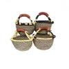 Children's Mini Bolga African Bolga Basket Fair Trade Ghana Baskets toys Egg baskets (COLORS VARY) (9"-11" - Blues & Black) view 1
