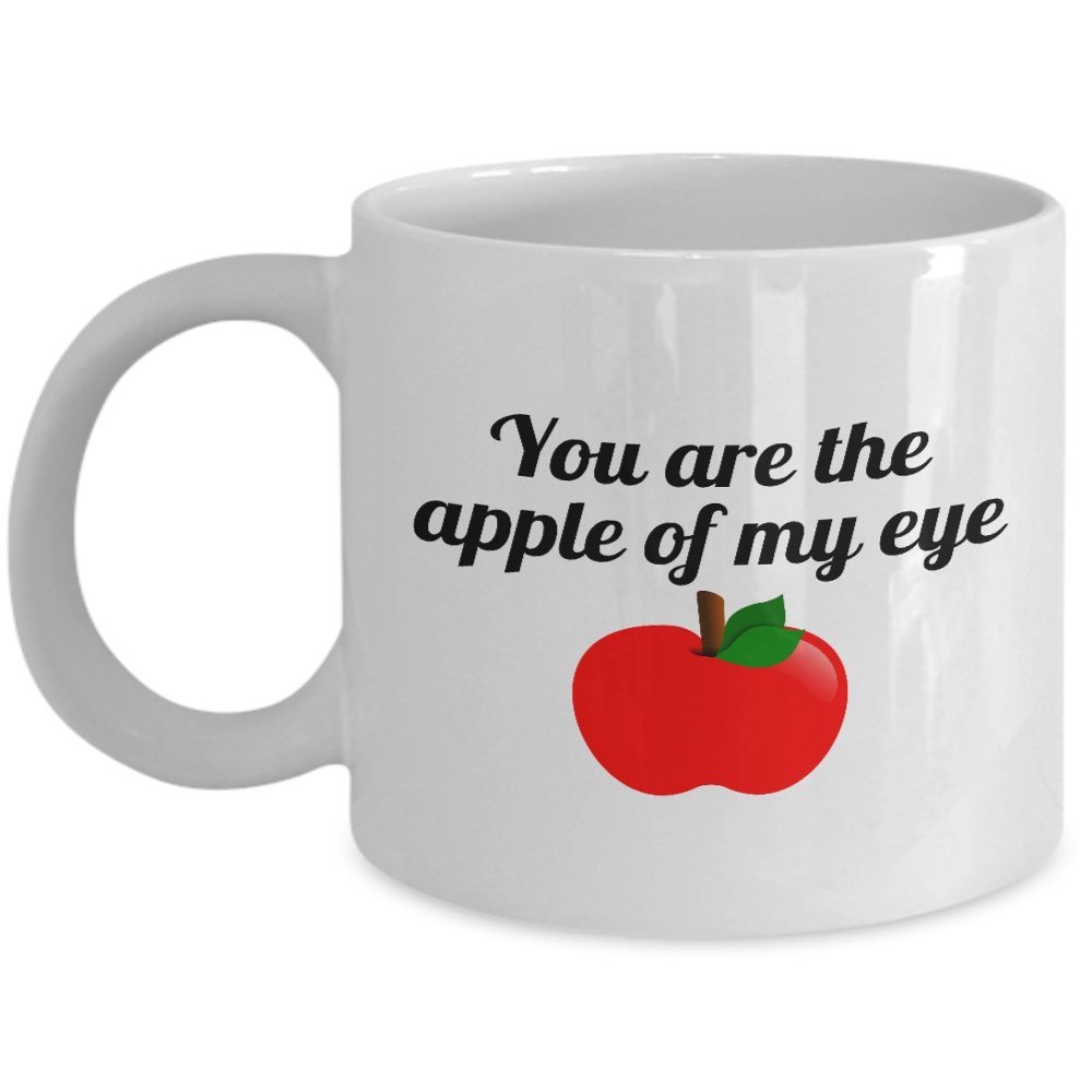 Cute And Romantic Mug - Valentine's Day Present - You Are The Apple Of My Eye - Cute Food Pun - Love Gift