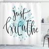 Ambesonne Just Breathe Shower Curtain, Writing for Optimistic Lifestyle Positive Saying in Hand Writing Style, Cloth Fabric Bathroom Decor Set with Hooks, 69" W x 70" L, Aqua Black White view 1