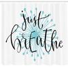 Ambesonne Just Breathe Shower Curtain, Writing for Optimistic Lifestyle Positive Saying in Hand Writing Style, Cloth Fabric Bathroom Decor Set with Hooks, 69" W x 70" L, Aqua Black White view 2