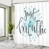 Ambesonne Just Breathe Shower Curtain, Writing for Optimistic Lifestyle Positive Saying in Hand Writing Style, Cloth Fabric Bathroom Decor Set with Hooks, 69" W x 70" L, Aqua Black White view 4