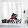 Ambesonne Hockey Shower Curtain, Art of a Goalie Playing Sports Passionate Professional Game Theme, Cloth Fabric Bathroom Decor Set with Hooks, 69" W x 75" L, White Black Scarlet view 1
