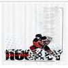Ambesonne Hockey Shower Curtain, Art of a Goalie Playing Sports Passionate Professional Game Theme, Cloth Fabric Bathroom Decor Set with Hooks, 69" W x 75" L, White Black Scarlet view 2