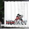 Ambesonne Hockey Shower Curtain, Art of a Goalie Playing Sports Passionate Professional Game Theme, Cloth Fabric Bathroom Decor Set with Hooks, 69" W x 75" L, White Black Scarlet view 3