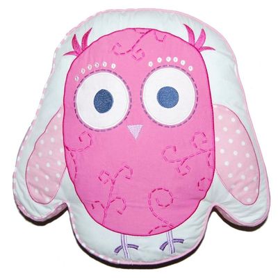 Cozy Line Home Fashions Cute Pink Owl Throw Pillow, Embroidered Decorative Pillow for Kids, Girls(Pink Owl)