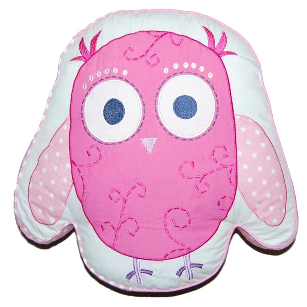 Cozy Line Home Fashions Cute Pink Owl Throw Pillow, Embroidered Decorative Pillow for Kids, Girls(Pink Owl)