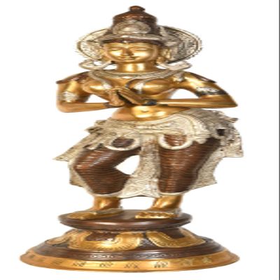 Exotic India Namaste Lady Brass Statue, Multi Color