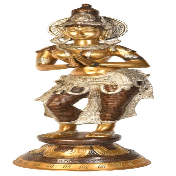 Exotic India Namaste Lady Brass Statue, Multi Color