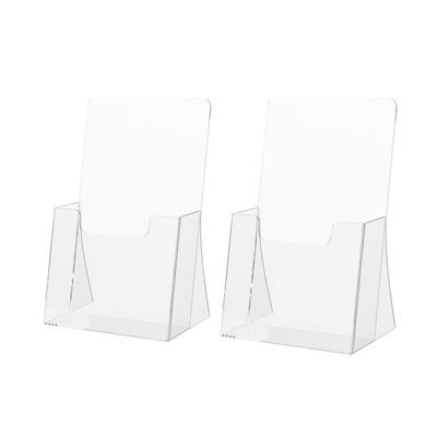 Marketing Holders 2 Pack 4.25" Brochure Holder Pamphlet Flyer Maps Menus Display Stand Counter for Offices and Stores Clear Acrylic