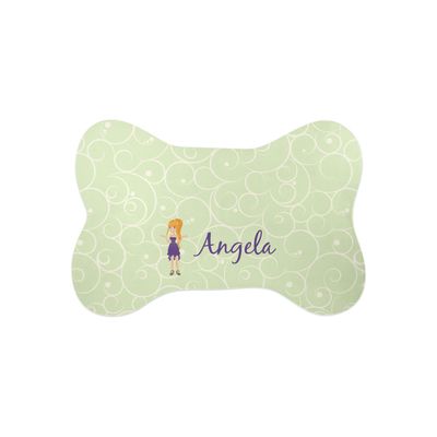 Personalized Custom Character (Woman) Bone Shaped Dog Food Mat (Small)