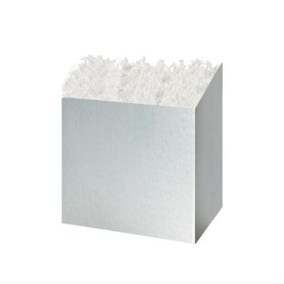 Pack of 6, Small Solid Metallic Silver Basket Boxes 6.75 x 4 x 5 for Weddings & Christmas