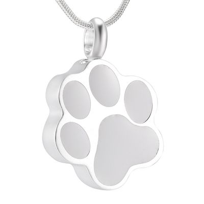 Oinsi Sterling Silver Black/White Dog Paw Cremation Urn Pendant Necklace For Pet Ashes (White Paw)