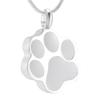 Oinsi Sterling Silver Black/White Dog Paw Cremation Urn Pendant Necklace For Pet Ashes (White Paw) view 1