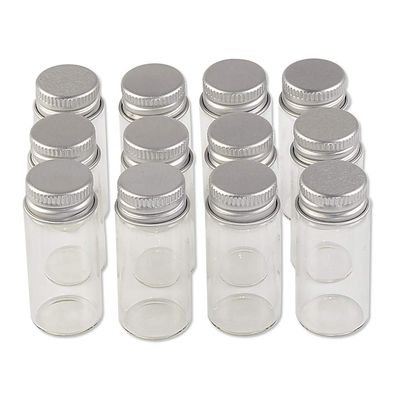10units 10ML Mini Jars Crafts Glass Bottles with Aluminium Cap Liquid Pill Powder Ornament Bottles Empty Glass Vials Jars (100, 10ml)
