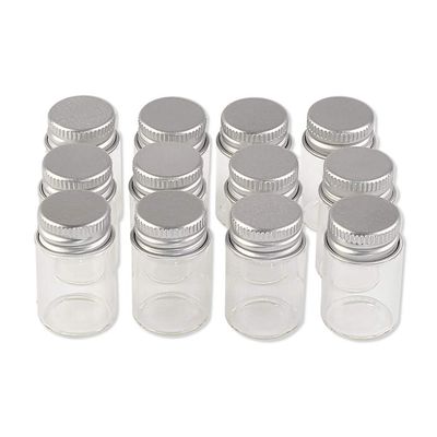 100units 6ml Mini Jars Crafts Glass Bottles with Aluminium Cap Liquid Pill Powder Ornament Bottles Empty Glass Vials Jars (100, 6ml)