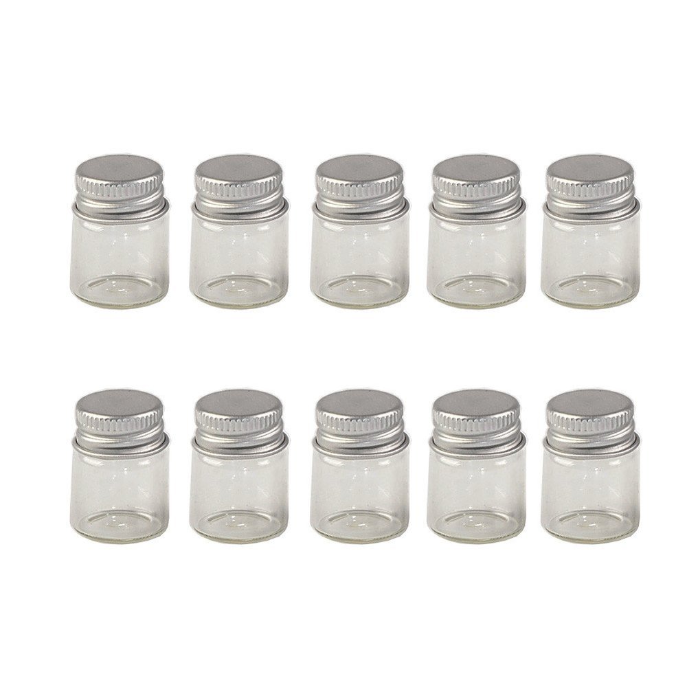 100units 5ml Mini Jars Crafts Glass Bottles with Aluminium Cap Liquid Pill Powder Ornament Bottles Empty Glass Vials Jars (100, 5ml)