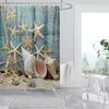 Amagical 4PCS Blue Seashells Starfish Nautical Shower Curtain Set Bathroom Mats Set,Sea Ocean Non-Slip Pedestal Rug Carpet Toilet Cover Shower Curtain view 2