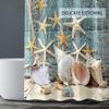 Amagical 4PCS Blue Seashells Starfish Nautical Shower Curtain Set Bathroom Mats Set,Sea Ocean Non-Slip Pedestal Rug Carpet Toilet Cover Shower Curtain view 4