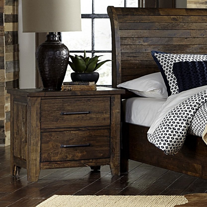 Jerrick 2-Drawer Rustic Wood Nightstand by Homelegance