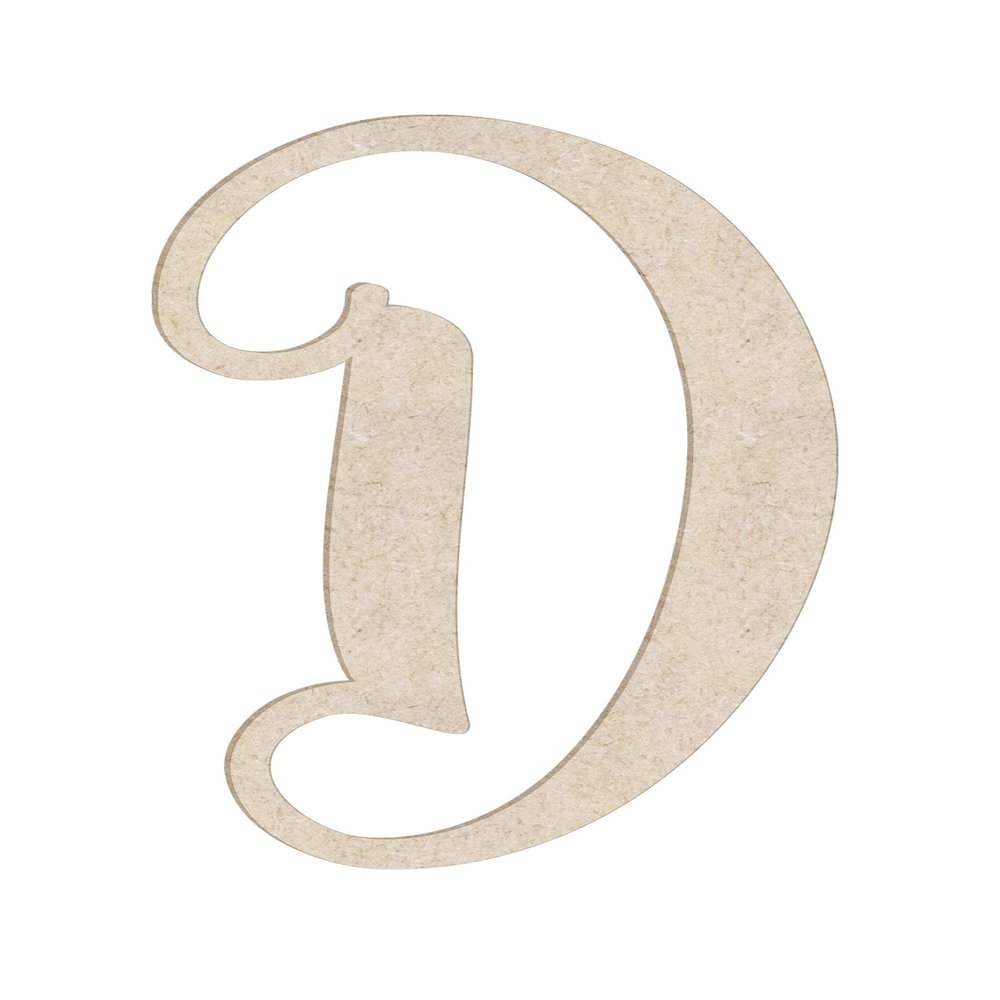 24" Starfish Font Unfinished Wood Initial Monogram Letter D (Sizes 12"-30")