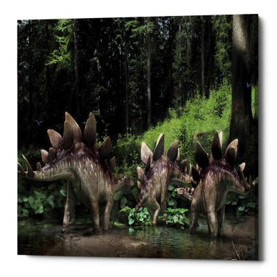 Epic Graffiti 'Stegosaurus Family' Canvas Wall Art, 12"x18"