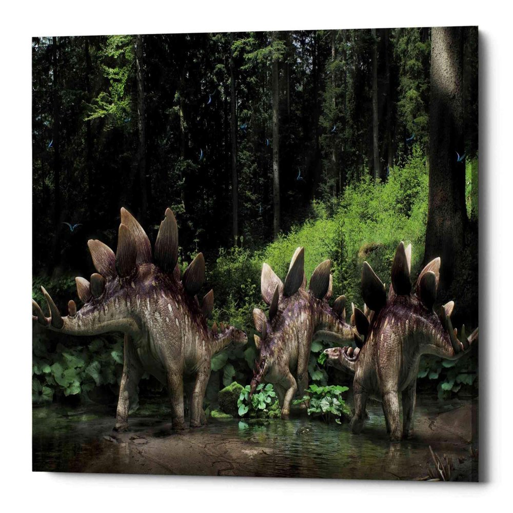 Epic Graffiti 'Stegosaurus Family' Canvas Wall Art, 12"x18"