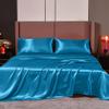 Cloud Fino 4 Pc Silk Satin Sheets Set | Silk Satin Fitted Sheet, Flat Sheet, Pillowcase | Hotel Quality Silky Soft Luxurious! Full, Turquoise Blue view 1