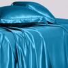Cloud Fino 4 Pc Silk Satin Sheets Set | Silk Satin Fitted Sheet, Flat Sheet, Pillowcase | Hotel Quality Silky Soft Luxurious! Full, Turquoise Blue view 2