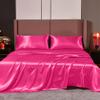 Cloud Fino 4 Pc Silk Satin Sheets Set | Luxurious Silk Satin Fitted & Flat Sheets | Silk Pillowcase | Hotel Quality, Full XL, Hot Pink view 1