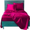 Cloud Fino 4 Pc Silk Satin Sheets Set | Luxurious Silk Satin Fitted & Flat Sheets | Silk Pillowcase | Hotel Quality, Full XL, Hot Pink view 4