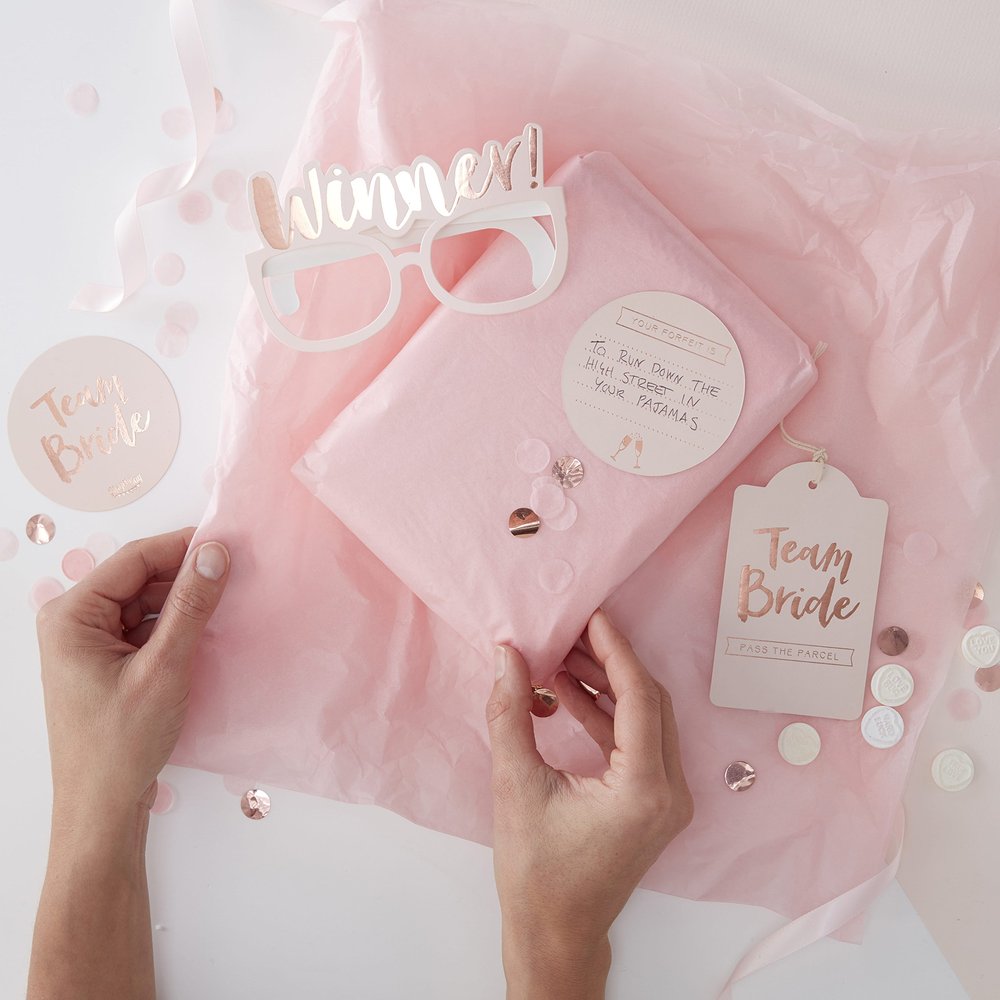 Ginger Ray Rose Gold Pass The Parcel Hen Party Fun Game Kit