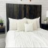 Barn Walls Solid Wood King Size Headboard, Black Barrel Stain with Smooth Natural Wood Grain Variation, Handcrafted Head Board Wall-Mounted Panels, Rustic Modern Bedroom, Built to Last view 1