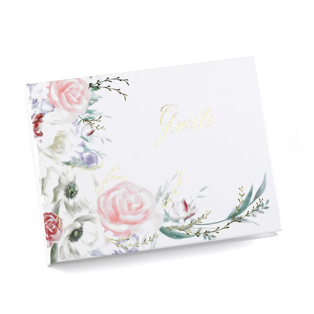 Hortense B. Hewitt Spiral Bound Compact Wedding/Event Guest Book, 7.5 x 5.75-Inch, Ethereal Floral