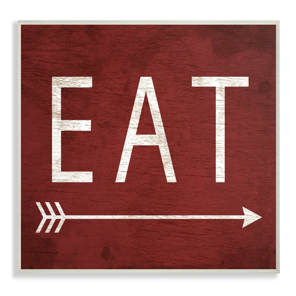Stupell Industries Eat With Arrow Red Wall Plaque Art, 10 x 0.5 x 15, Multi-Color